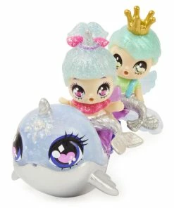 SPIN MASTER Hatchimals Pixies Riders, Shimmer Babies Narwhal Pixie Baby Twins With Glider And 4 Accessories