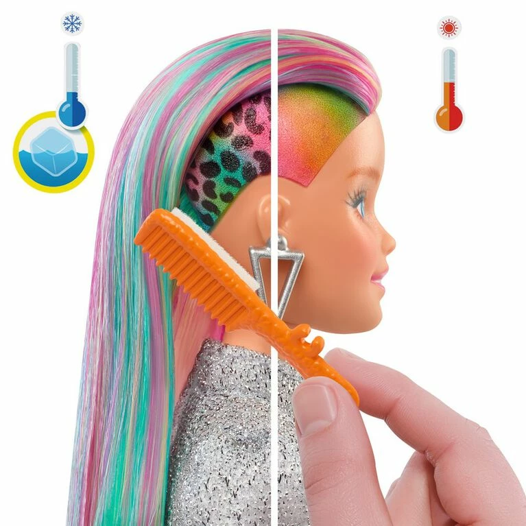 MATTEL Barbie Leopard Rainbow Hair Doll (Blonde) With Color-change Hair Feature, 16 Accessories 2 MATTEL Barbie Leopard Rainbow Hair Doll (Blonde) With Color-change Hair Feature, 16 Accessories - Image 2