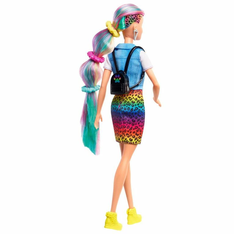 MATTEL Barbie Leopard Rainbow Hair Doll (Blonde) With Color-change Hair Feature, 16 Accessories 4 MATTEL Barbie Leopard Rainbow Hair Doll (Blonde) With Color-change Hair Feature, 16 Accessories - Image 4
