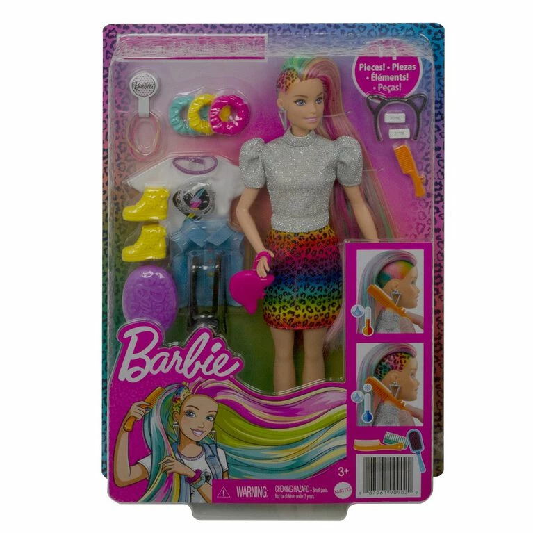 MATTEL Barbie Leopard Rainbow Hair Doll (Blonde) With Color-change Hair Feature, 16 Accessories 6 MATTEL Barbie Leopard Rainbow Hair Doll (Blonde) With Color-change Hair Feature, 16 Accessories - Image 6