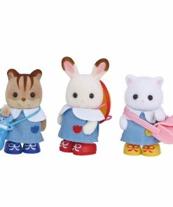 Epoch Calico Critters Nursery Friends, Set Of 3 Collectible Doll Figures In Nursery School Outfits
