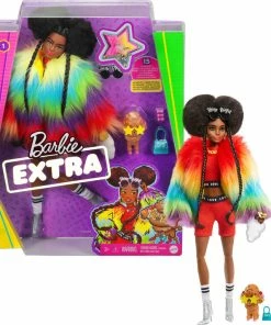MATTEL Barbie Extra Doll In Rainbow Coat With Pet Poodle