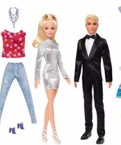 Barbie And Ken Dolls With 5 Outfits For Each, Blonde