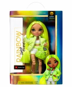MGA Entertainment Rainbow High Jr High Karma Nichols- 9-inch NEON GREEN Fashion Doll