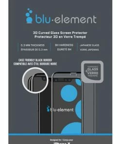 Toys R Us Blu Element 3D Curved Glass Case Friendly For IPhone Xs / X Black (BTIPH8CE)
