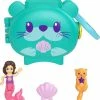 MATTEL Polly Pocket Pet Connects Otter Compact Playset With Mermaid Doll, Otter Figure And Accessory, Stackable