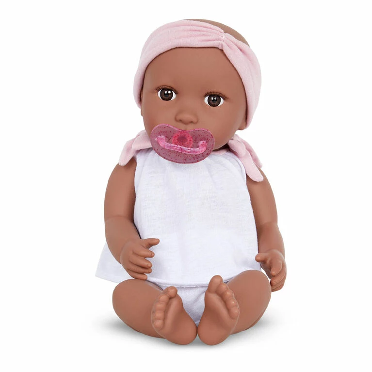 Branford Babi Baby Doll (Deep) - Brown Eyes And Pink Headband 14-inch Baby Doll With 2pc Outfit 2 Branford Babi Baby Doll (Deep) - Brown Eyes And Pink Headband 14-inch Baby Doll With 2pc Outfit - Image 2
