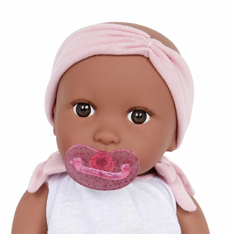 Branford Babi Baby Doll (Deep) - Brown Eyes And Pink Headband 14-inch Baby Doll With 2pc Outfit 5 Branford Babi Baby Doll (Deep) - Brown Eyes And Pink Headband 14-inch Baby Doll With 2pc Outfit - Image 5