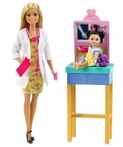 ​Barbie Pediatrician Playset, Doll (12-in/30.40-cm), Exam Table, X-ray, Stethoscope, Tool, Clip Board, Patient Doll, Teddy Bear