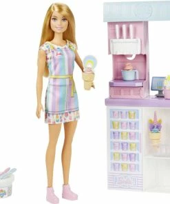 Barbie Ice Cream Shop Playset With 12 In Blonde Doll, Ice Cream Shop, Ice Cream Making Feature And Realistic Play Pieces