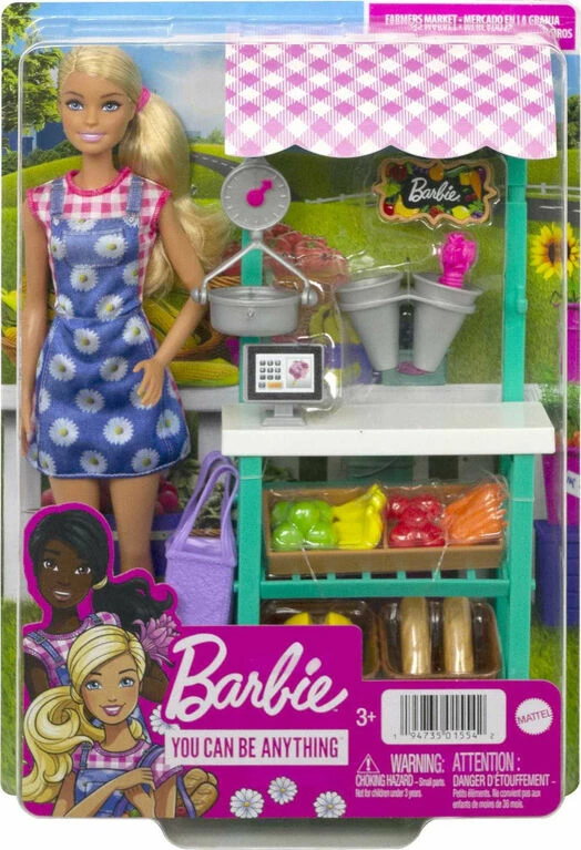 Barbie Farmers Market Playset, Barbie Doll (Blonde), Market Stand, Register, Vegetables, Bread, Flowers And More, 3 And Up 5 Barbie Farmers Market Playset, Barbie Doll (Blonde), Market Stand, Register, Vegetables, Bread, Flowers And More, 3 And Up - Image 5