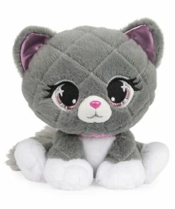 SPIN MASTER P.Lushes Designer Fashion Pets Maxine Purrnel Kitten Stuffed Animal, Gray/White, 6"