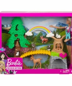 MATTEL Barbie Wilderness Guide Interactive Playset With Barbie Doll (12-in/30.40-cm), Outdoor Tree, Bridge, Overhead Rainbow, 10 Animals & More -Barbie Sales B45BB9A1 6
