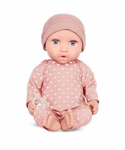 Branford Babi Baby Doll - Gray-Blue Eyes And Pink Hat 14-inch Baby Doll With Pink PJs