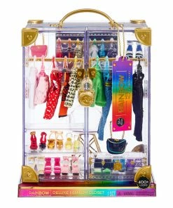 MGA Entertainment Rainbow High Deluxe Fashion Closet Playset - Create 400+ Fashion Combinations! Portable Clear Acrylic Toy Closet