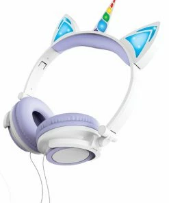 Art+Sound Unicorn Wired Headphones With LED Lights - Purple