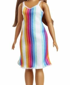 MATTEL Barbie Loves The Ocean Beach-Themed Doll (11.5-inch Curvy Brunette), Made From Recycled Plastics