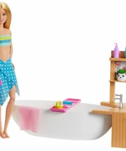 MATTEL Barbie Fizzy Bath Doll & Playset, With Tub, Puppy & More