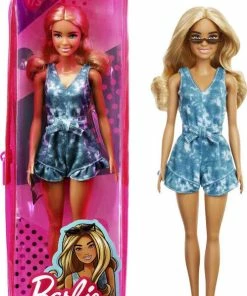 Barbie Fashionistas Doll #173 With Long Blonde Hair & Tie-dye Shorts Romper, Sneakers & Cat Eye Sunglasses